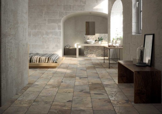 Tuscan Flagstones Slate Autumn Grey Porcelain Floor and Wall Tile 500x500mm