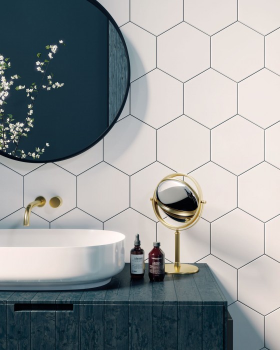 Lily 5 Hexagon White Floor & Wall Tile