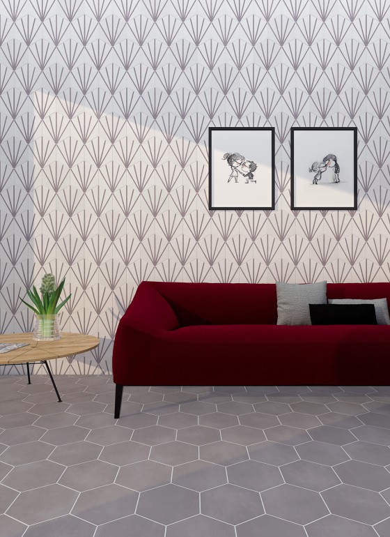 Lily 5 Hexagon Grey Porcelain Floor & Wall Tile 198x228mm