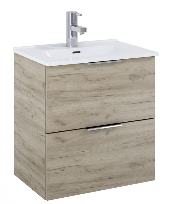 Street Plus 50cm 2 Drawer Basin Vanity Unit Craft Oak N C Tiles And Bathrooms - 50cm Bathroom Vanity Unit