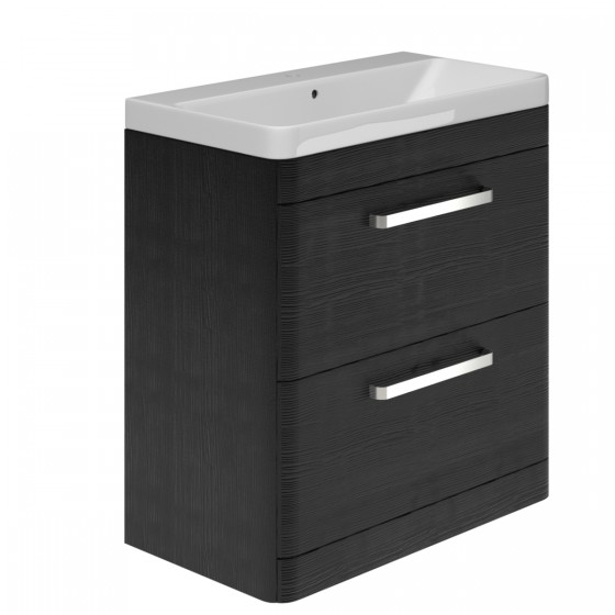 Cuban 60cm 2 Drawer Vanity Unit Black Wood