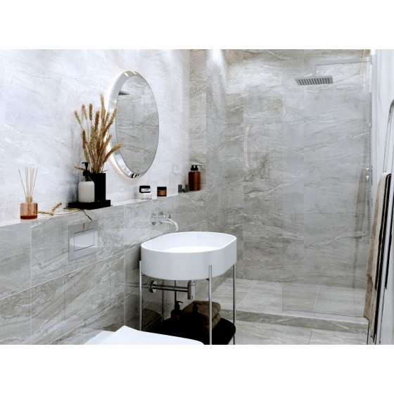 Gloss Stone Light Grey Wall Tile