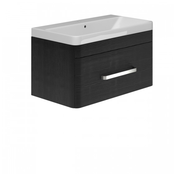 Cuban 60cm 1 Drawer Vanity Unit Black Wood