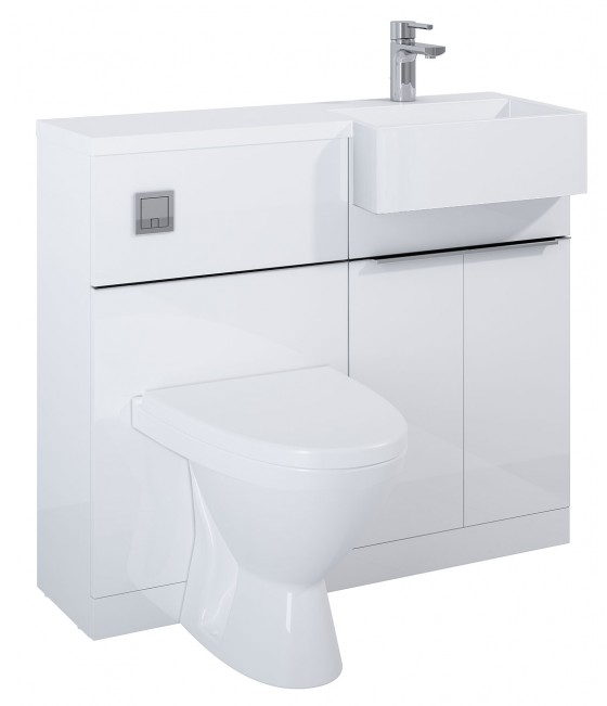 Linear Compact 100cm 2 Door Combination Vanity Unit RH White