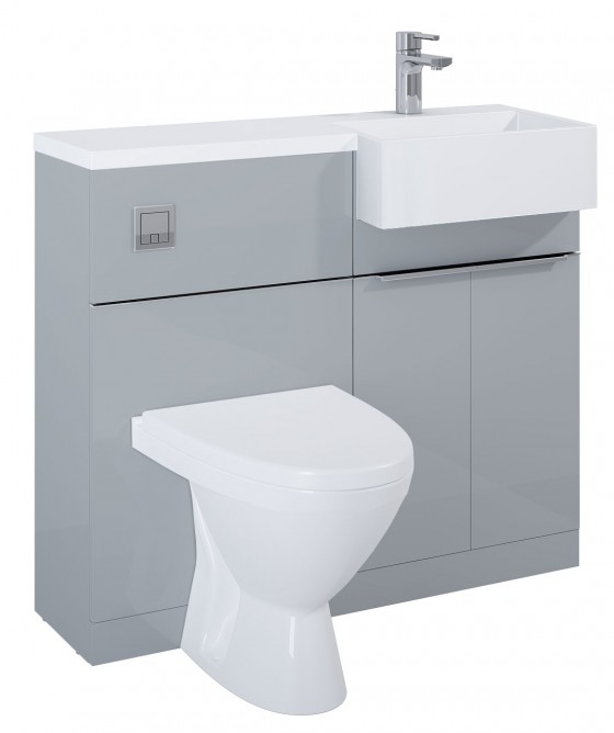 Linear Compact 100cm 2 Door Combination Vanity Unit Rh Light Grey N C Tiles And Bathrooms