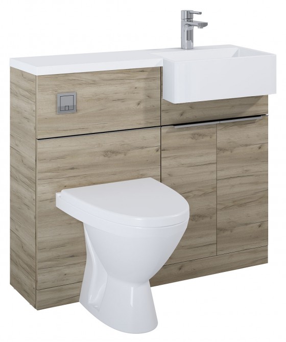 Linear Compact 100cm 2 Door Combination Vanity Unit RH Craft Oak