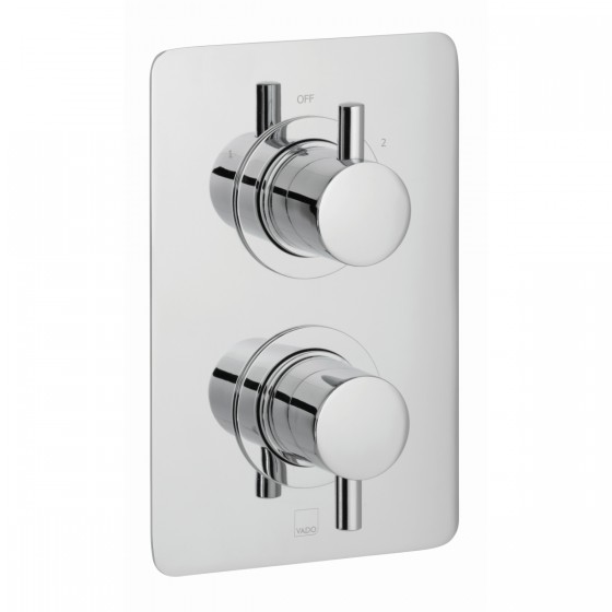 Quadro 2 Outlet, 2 Handle Rectangular Thermostatic Shower Valve 