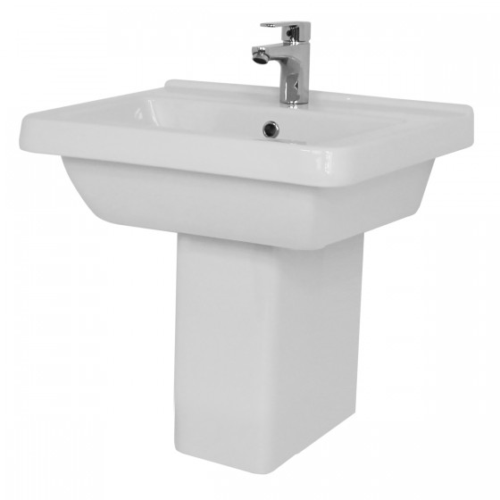 Vogue 50cm 1 Taphole Square Basin and Semi Pedestal