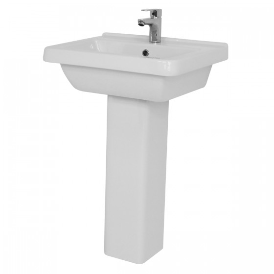 Vogue 50cm 1 Taphole Square Basin and Full Pedestal