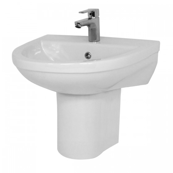 Vogue 45cm 1 Taphole Round Basin and Semi Pedestal