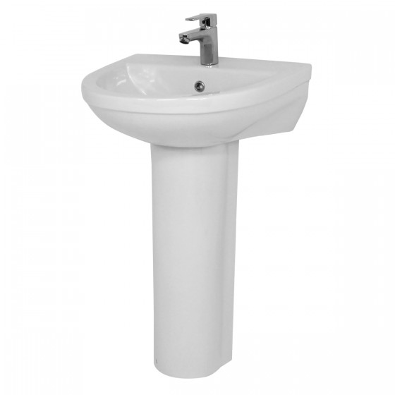 Vogue 50cm 1 Taphole Round Basin and Full Pedestal