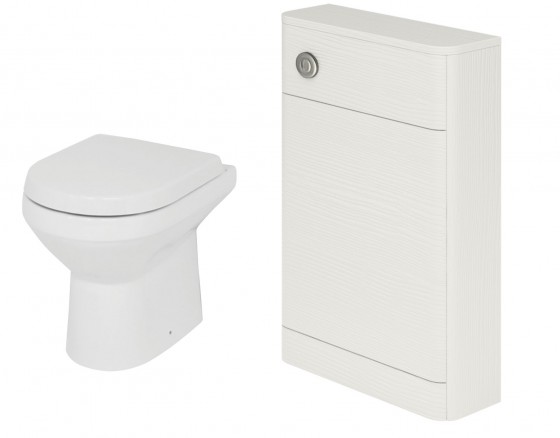 Vogue Back to Wall Pan, Cuban White Wood WC Unit & Concealed Cistern