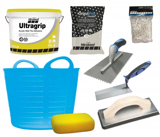 Ceramic Wall Tiling Pack for Dry Areas with Jasmine Grout & Tools