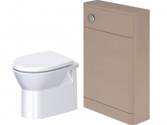 Eclipse Back to Wall Pan, Cuban Light Grey Wood WC Unit & Concealed Cistern