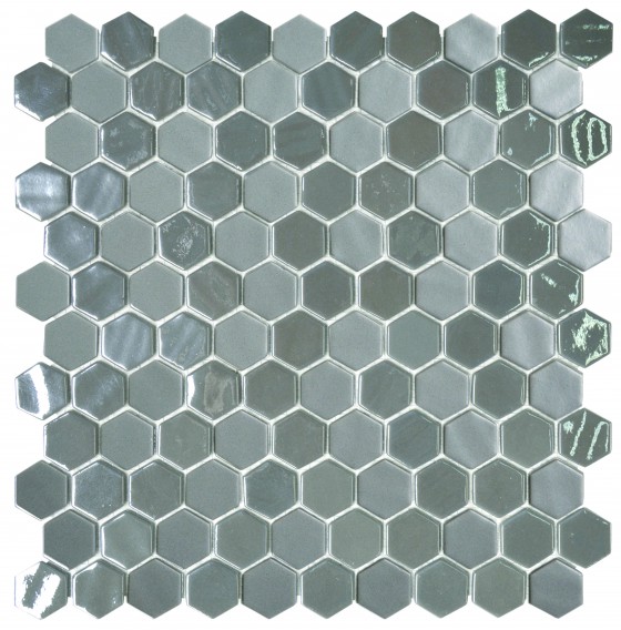 Synergy Hexagon Glass Grey Mosaic Tile 310x290mm