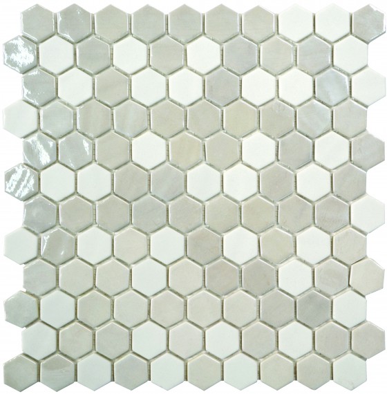 Synergy Hexagon Glass White Mosaic Sheet
