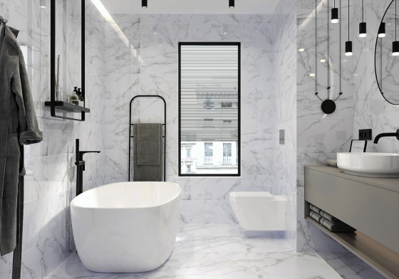 Arabesque White Marble Ceramic Wall Tile 300x600mm