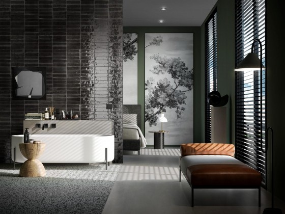 Lume Black Gloss Porcelain Wall and Floor Tile 240x60mm
