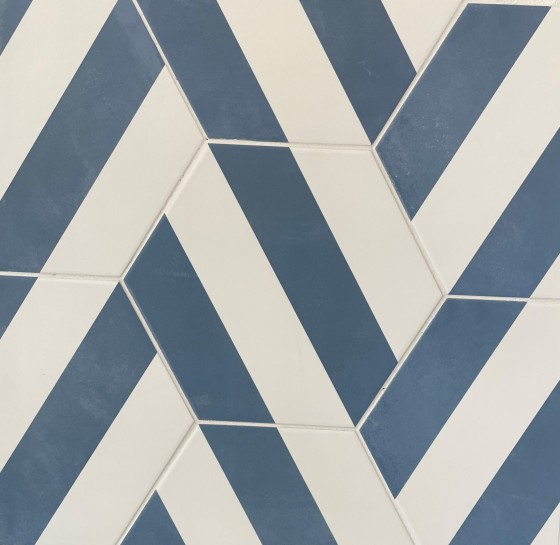 Lily 5 Hexagon Blue Stripes Porcelain Floor and Wall Tile 198x228mm