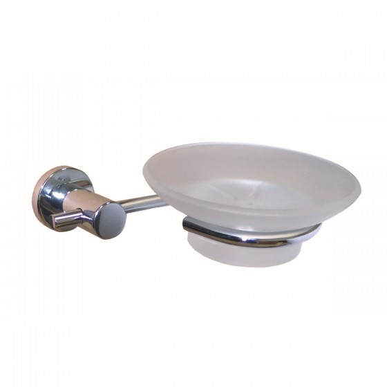 Simplicity Chrome Soap Dish Holder with Glass Dish