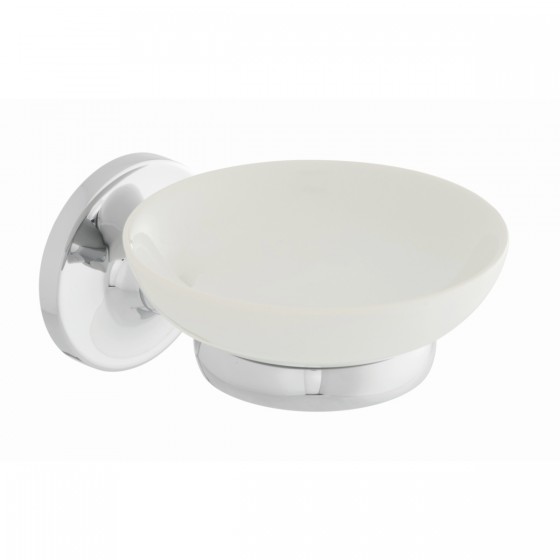 Highgrove Chrome Soap Dish Holder with Ceramic Soap Dish