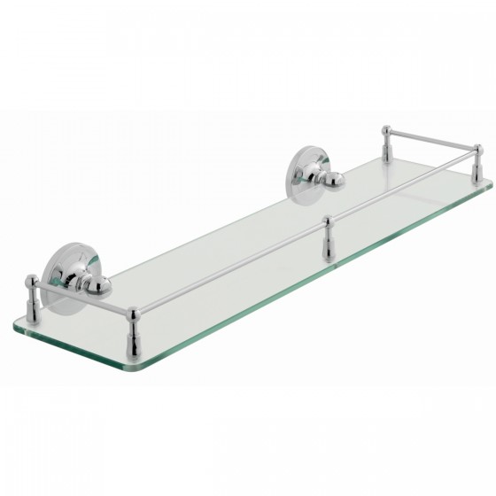 Highgrove Chrome Glass Shelf Brackets with 510mm Clear Glass Shelf