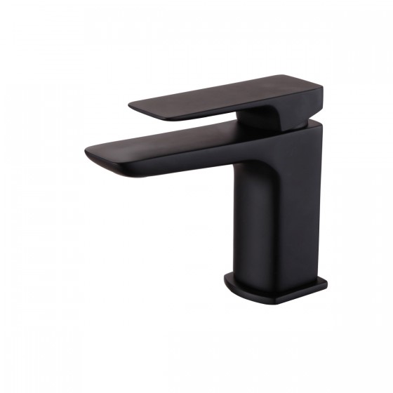 Noir Matt Black D Series Mini Monobloc Basin Mixer with Clicker Waste