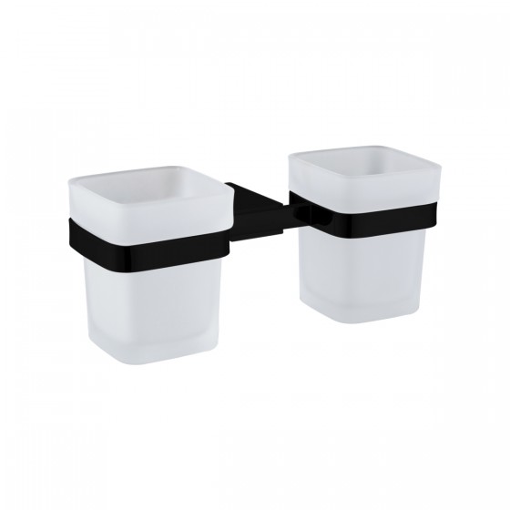 Noir D Series Matt Black Double Tumbler Holder and Tumblers