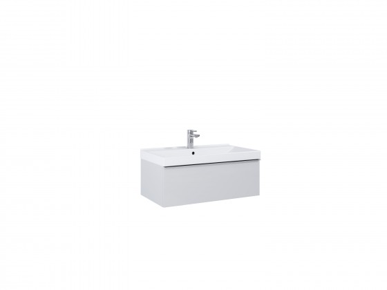 Look Wall Hung Basin Unit 80cm 1 Drawer Matt Stone with Handle