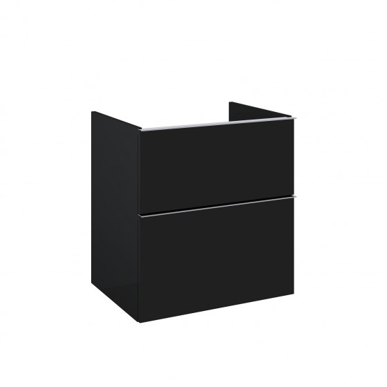 Look Wall Hung Worktop Unit 60cm 2 Drawer Matt Black with Handles