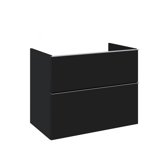 Look Wall Hung Worktop Unit 80cm 2 Drawer Matt Black with Handles