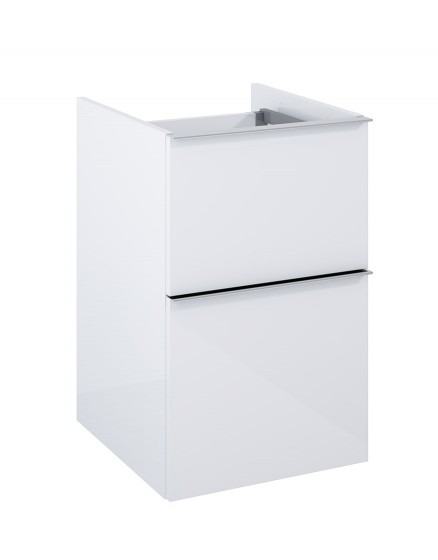 Look Wall Hung Base Unit 40cm 2 Drawer White Gloss with Handles