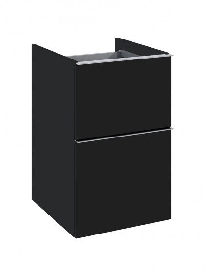 Look Wall Hung Base Unit 40cm 2 Drawer Matt Black with Handles