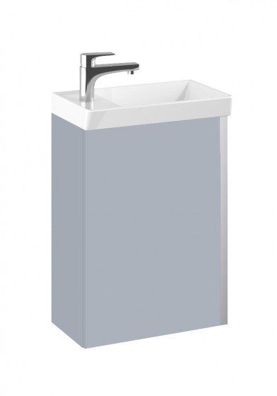 Puro Cloakroom Wall Hung 45.5cm Basin Unit with Basin, Light Grey Gloss