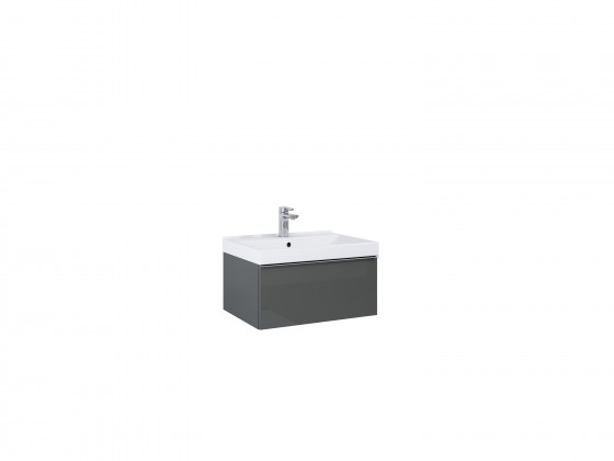 Look Wall Hung Basin Unit 60cm 1 Drawer Anthracite Gloss with Handle