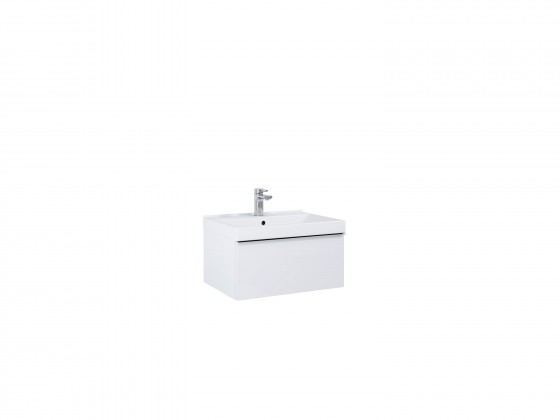 Look Wall Hung Basin Unit 60cm 1 Drawer White Gloss with Handle