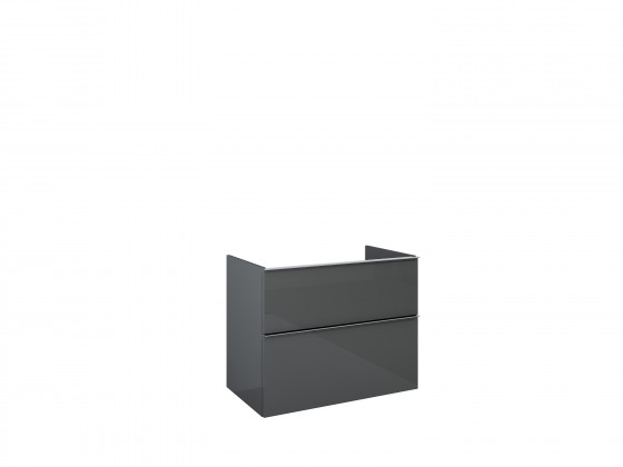 Look Wall Hung Worktop Unit 80cm 2 Drawer Anthracite Gloss with Handles