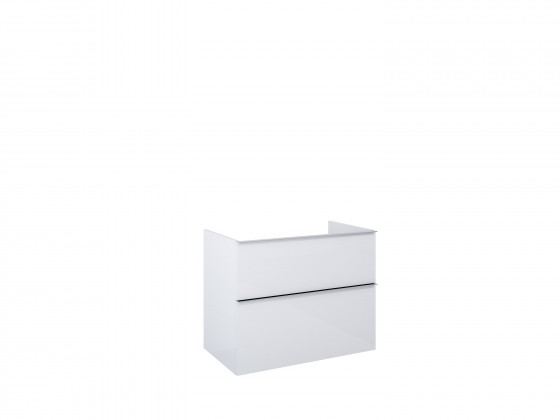 Look Wall Hung Worktop Unit 60cm 2 Drawer White Gloss with Handles