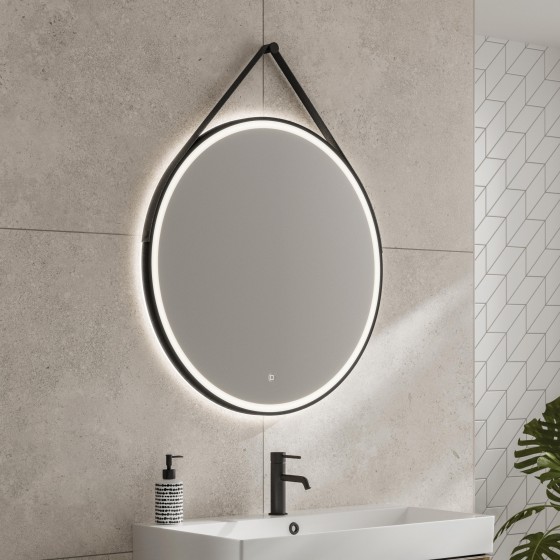 Vertex 80cm Mirror Black Frame Led