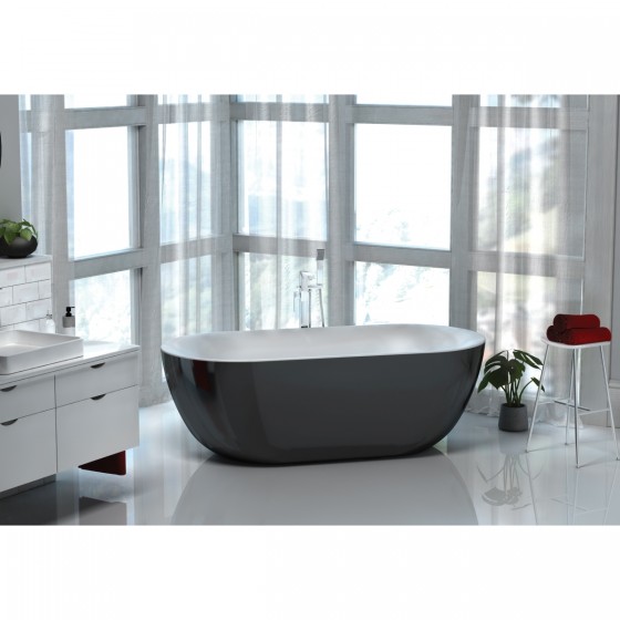 Knightsbridge Gloss Black Bath Including Waste 1500 x 780mm