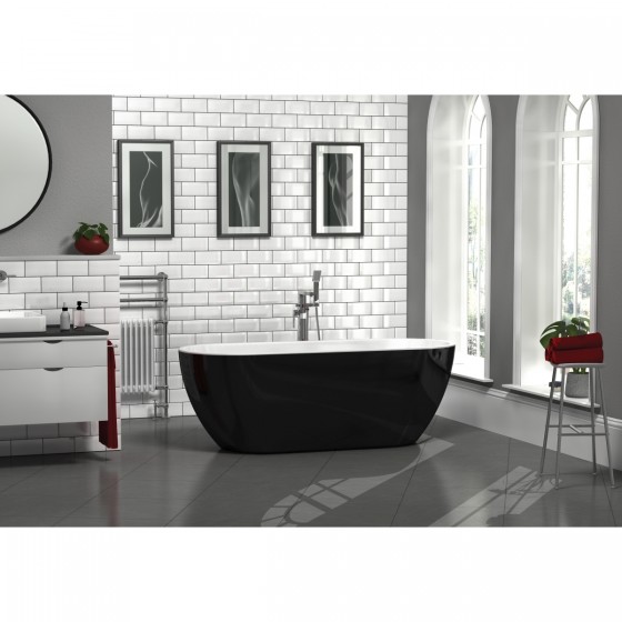 Arlington Gloss Black Bath Including Waste 1500 x 730mm