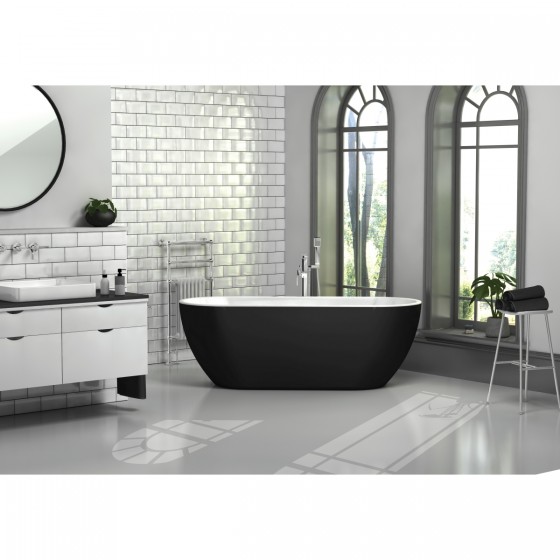 Arlington Matt Black Bath Including Waste 1500 x 730mm