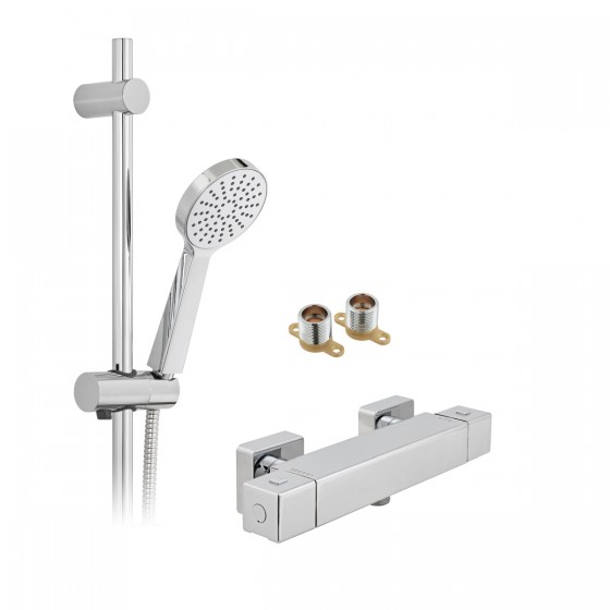 Cube Thermostatic Shower Bar Mixer and Kit