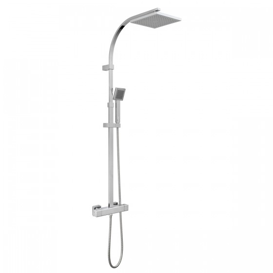 Cube Thermostatic Shower Bar Mixer and Fixed Head with Riser Rail Kit
