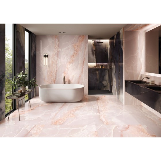 Italian Onyx Pink Polished Porcelain Wall & Floor Tile 600x1200mm