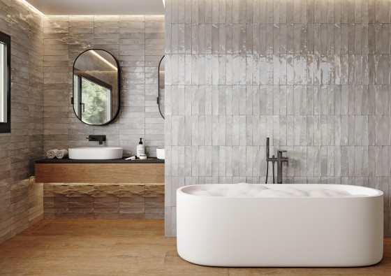 Beaumont Fog Grey Brick Porcelain Floor and Wall Tile 300x600mm