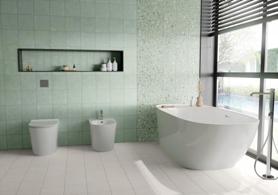 Attract Green Terrazzo Ceramic Floor and Wall Tile 200x200mm