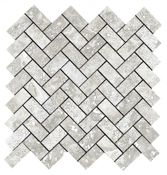 Imperial Alabastrino Herringbone Mosaic Porcelain Floor and Wall Tile 305x305mm