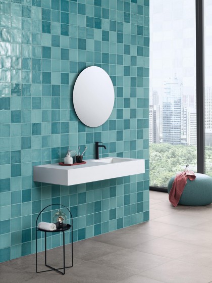 Zellige Jade Green Ceramic Wall Tile 130x130mm