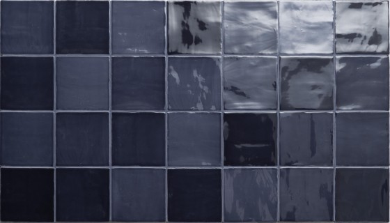 Zellige Navy Blue Ceramic Wall Tile 130x130mm